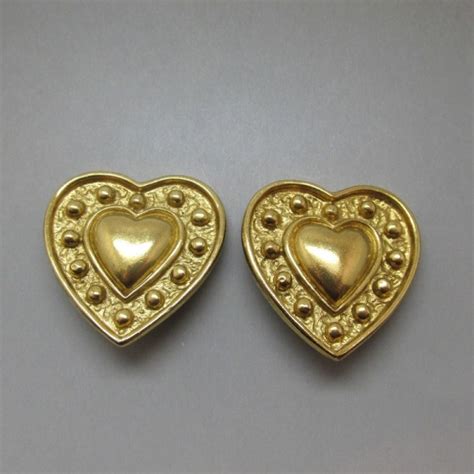 ysl heart shaped earrings gold|Heart Earrings Ysl .